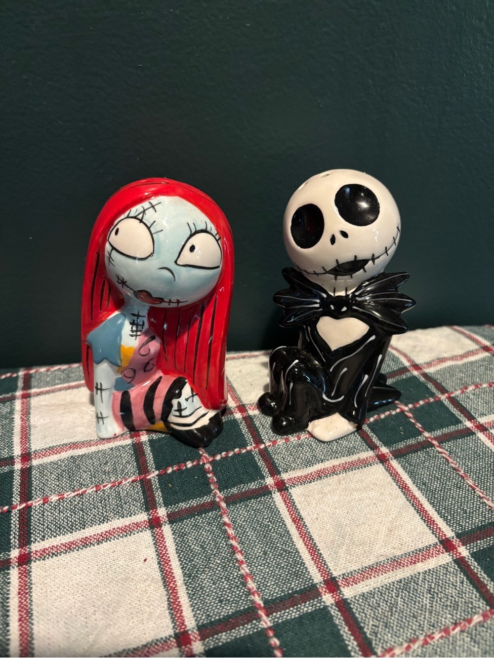 Nightmare Before Christmas Jack and Sally Ceramic Salt Shakers